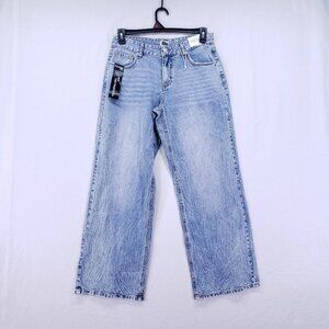 Simple Society Low Slouch Wide Leg Size 7/28 Classic Blue Denim Jeans Cute